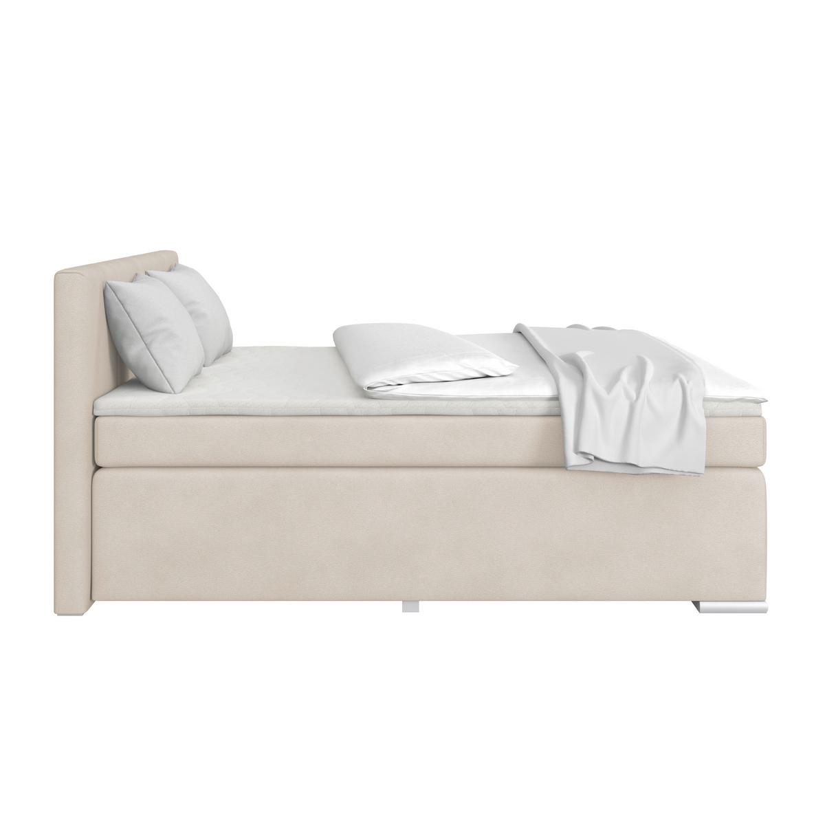 Boxspringbett Mira Boucle Perlmutt, Lf:180x200cm - Perlmutt/Silberfarben, KONVENTIONELL, Holz/Textil (180/200cm)