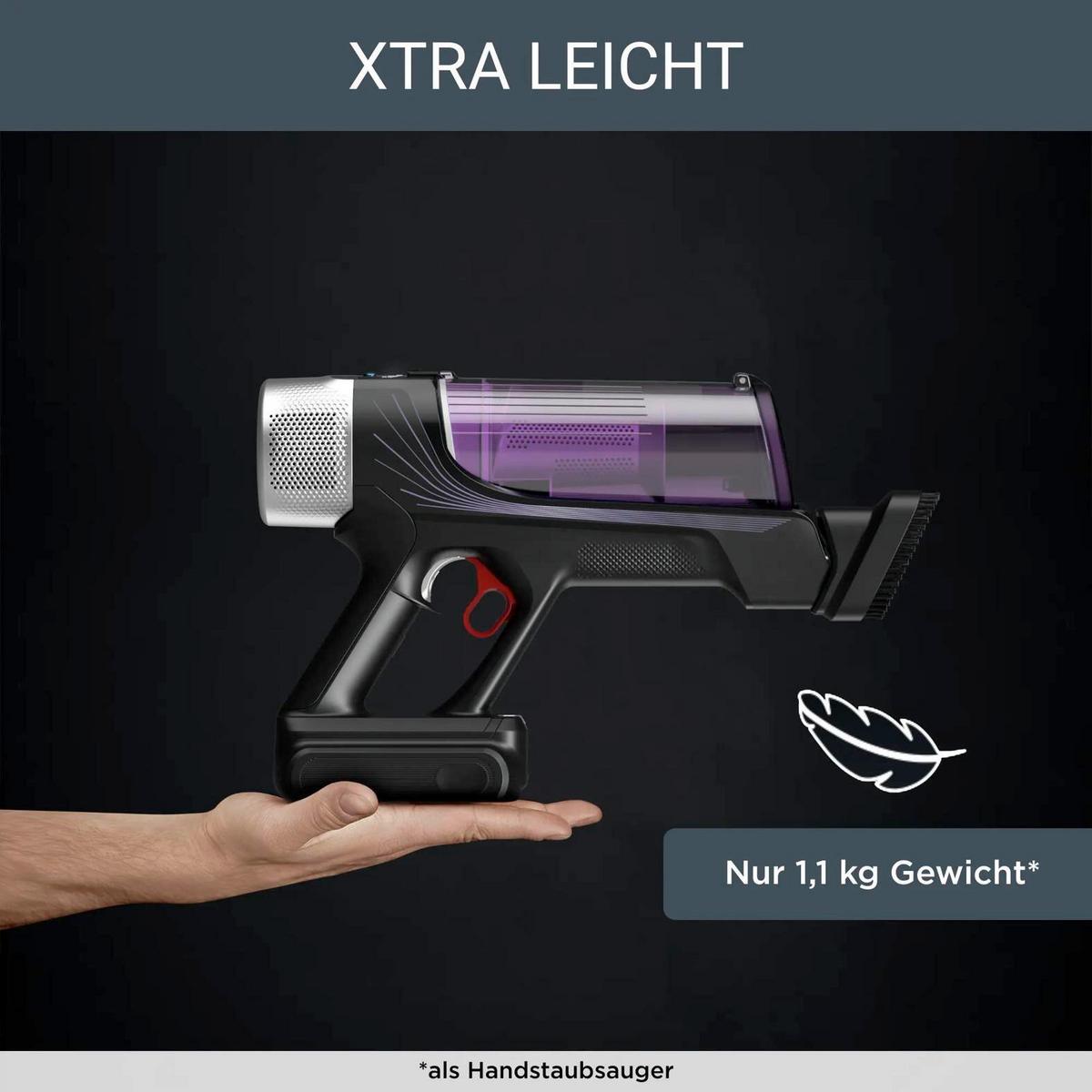 Akku-Bodenstaubsauger Lila, 250w - Lila/Hellgrau, Basics, Kunststoff/Metall (24,8/23,4/112cm) - Rowenta