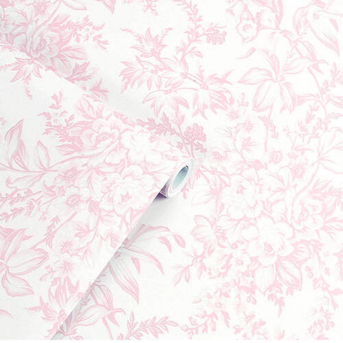 Vliestapete Picardie Petal - Pink/Weiß, Basics, Papier/Kunststoff (52/1000cm)