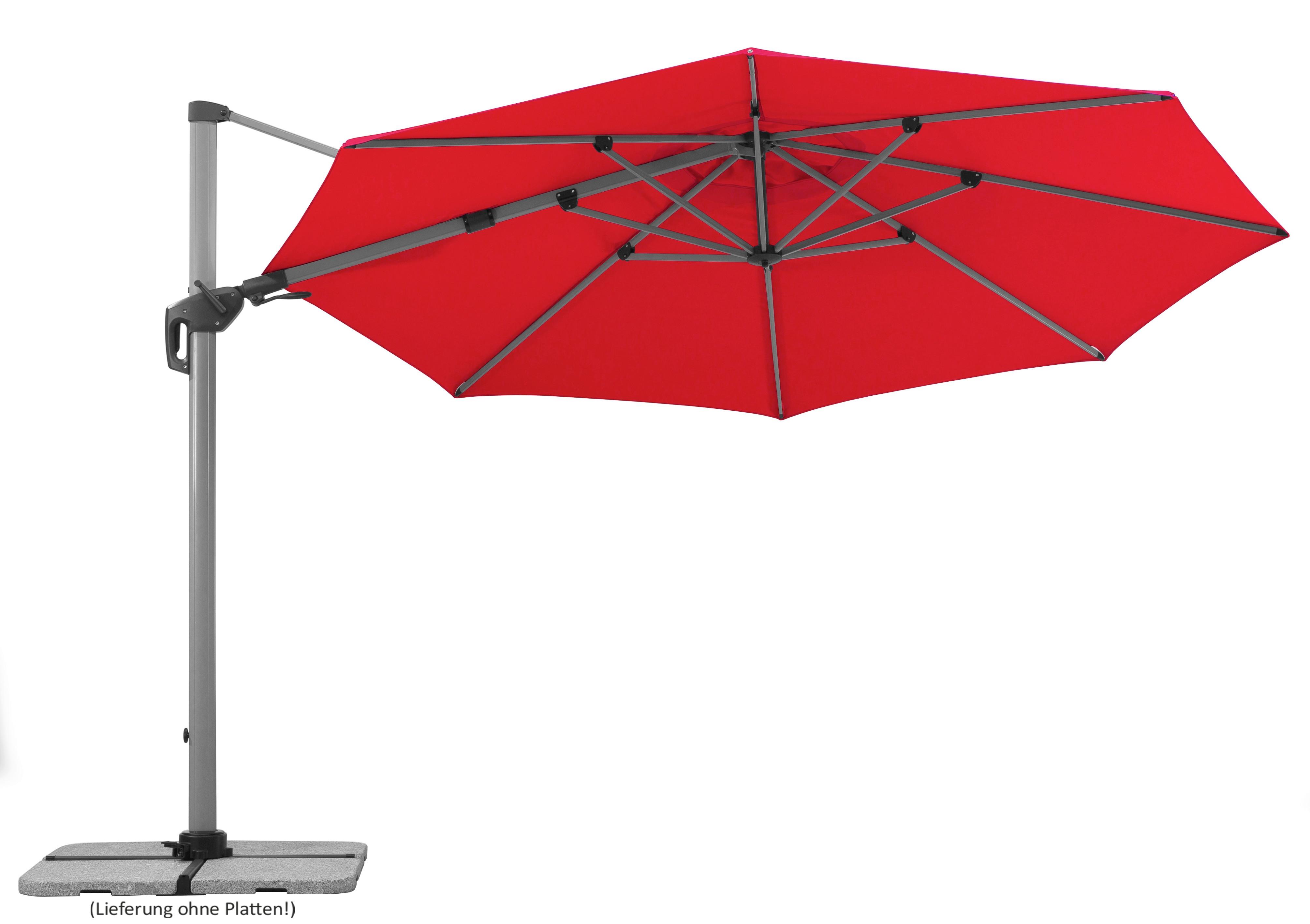 Ampelschirm Bermuda Bht: 350x258x415 Cm Rot - Rot/Silberfarben, Basics, Textil/Metall (350/258/415cm) - Schneider