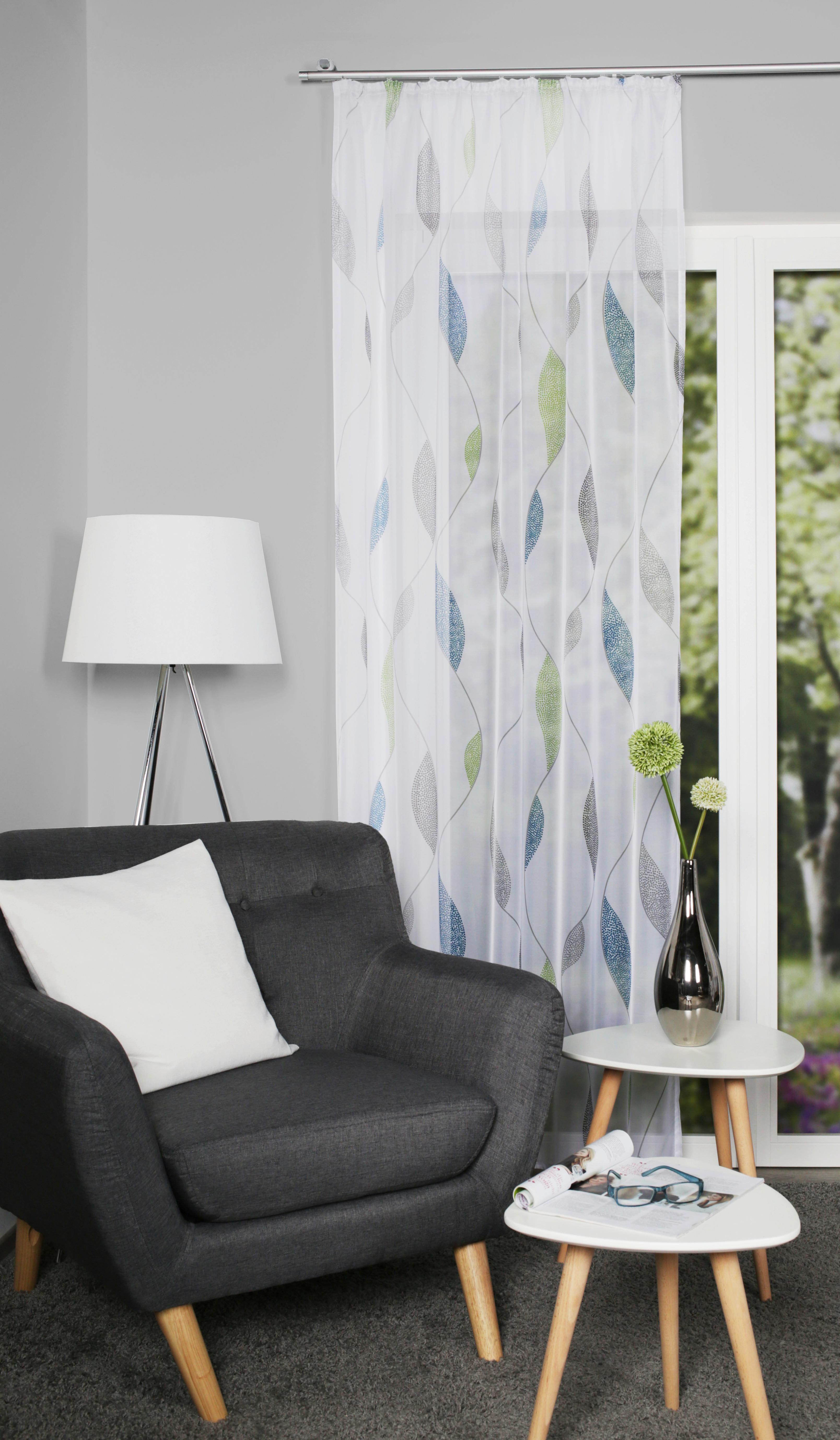 Fertigvorhang Blau Grün B: 140 Cm - Blau/Grün, KONVENTIONELL, Textil (140/175cm)