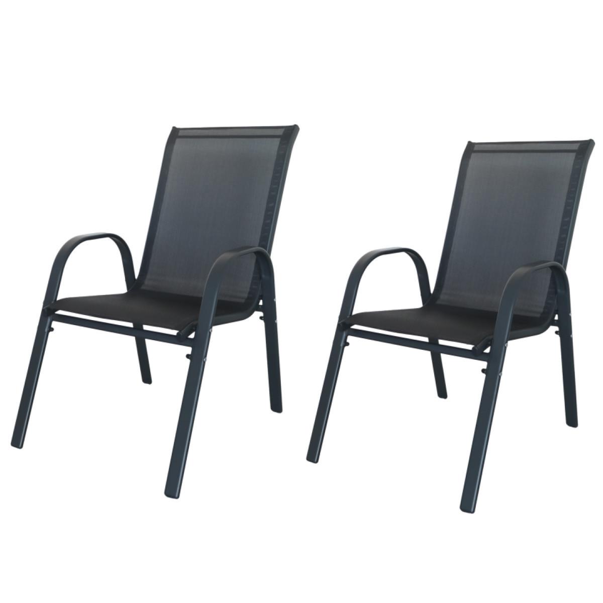 Gartensessel 2er Set Paula Metall/textil - Anthrazit, MODERN, Textil/Metall (54/90/72cm) - Ondega
