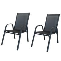 Gartensessel 2er Set Paula Metall/textil - Anthrazit, MODERN, Textil/Metall (54/90/72cm) - Ondega