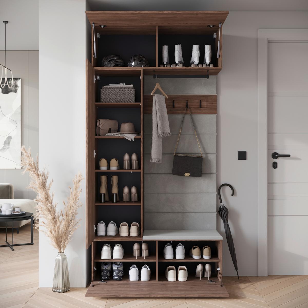 Garderobe Tejo Nussbaumfarben B: 115cm - Nussbaumfarben, Trend, Holzwerkstoff (115/231,9/37,5cm) - P & B