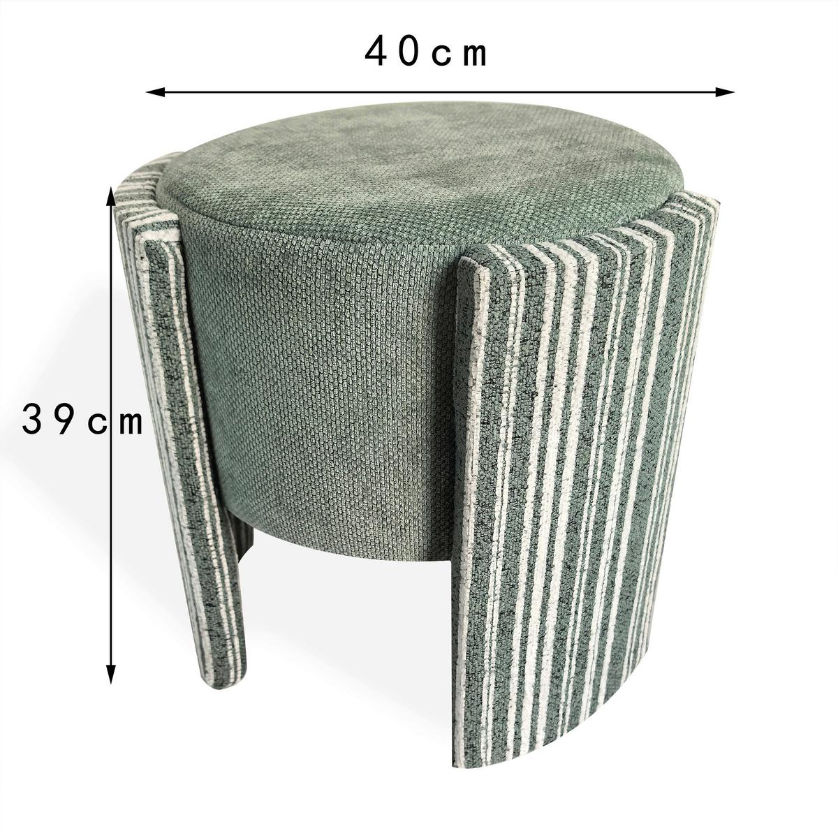 Taburetka ROMY, zeleno-biela ženilka - biela/zelená, Lifestyle, kompozitné drevo/textil (40/40/39cm) - Mömax
