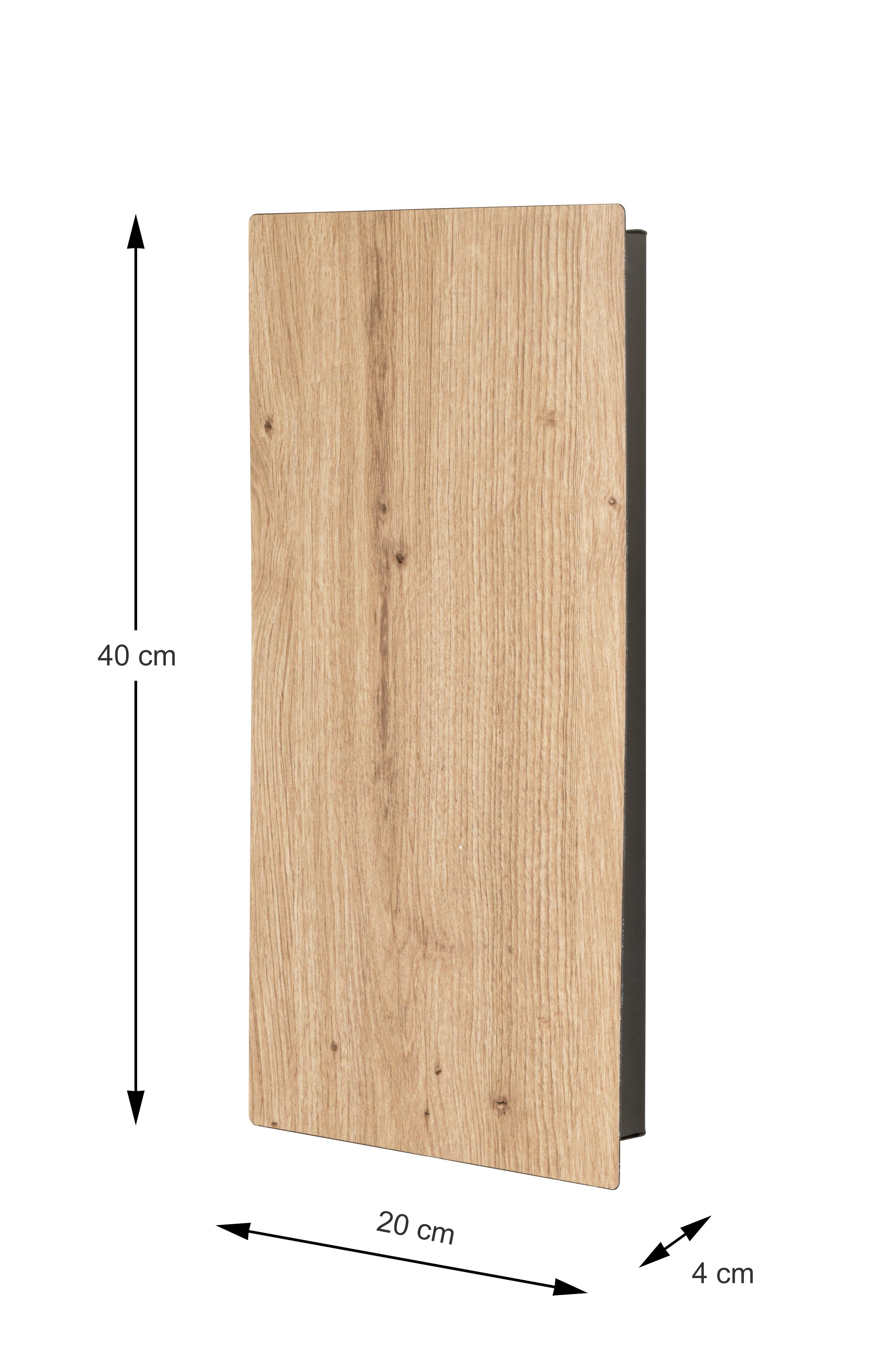 Skrinka na kľúče čierna/dekor dub - čierna/farba duba, Basics, kov (20/40/4cm)