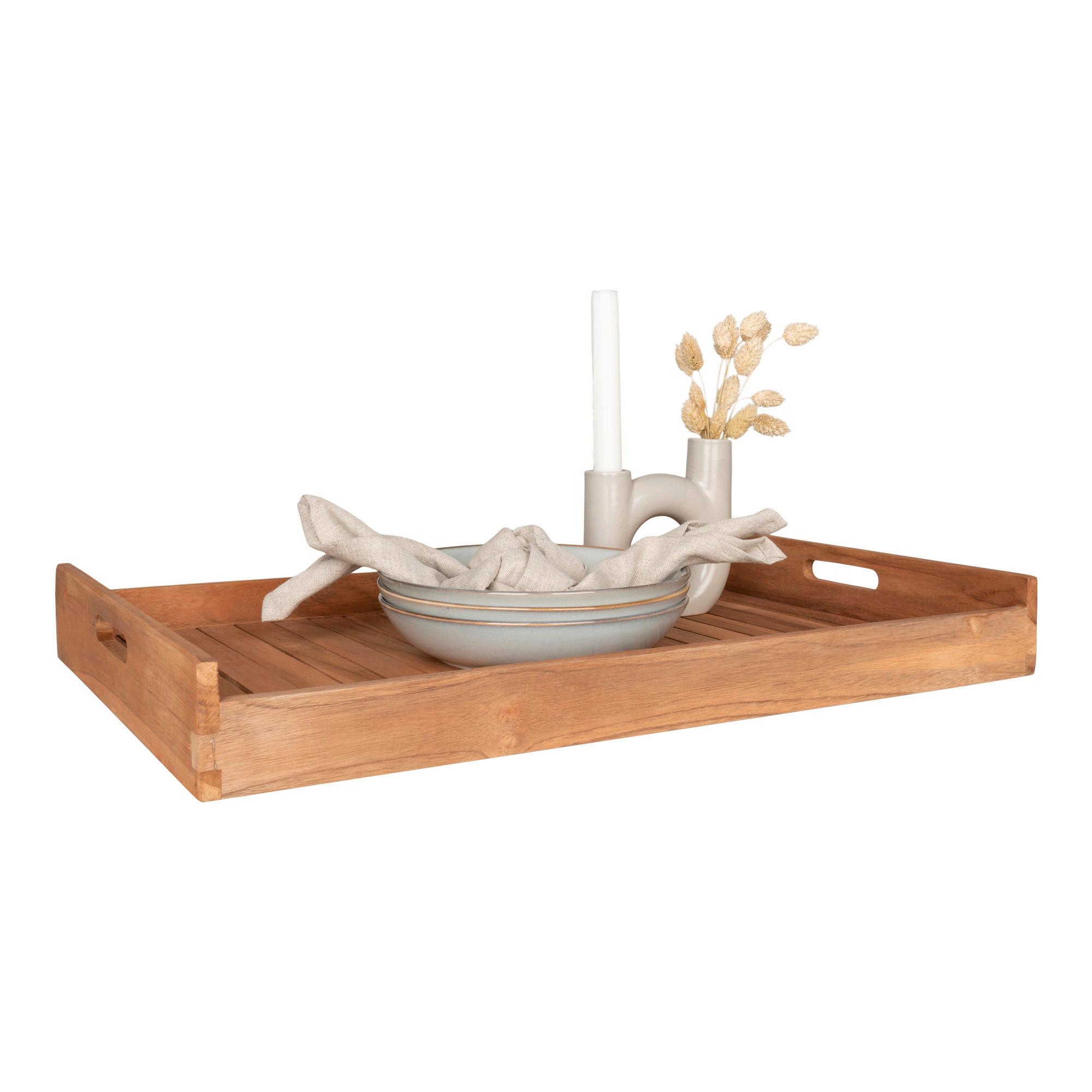 Serviertablett-Set Faro Teakfarben B: 38 cm - Teakfarben, Design, Holz (38/7/58cm)