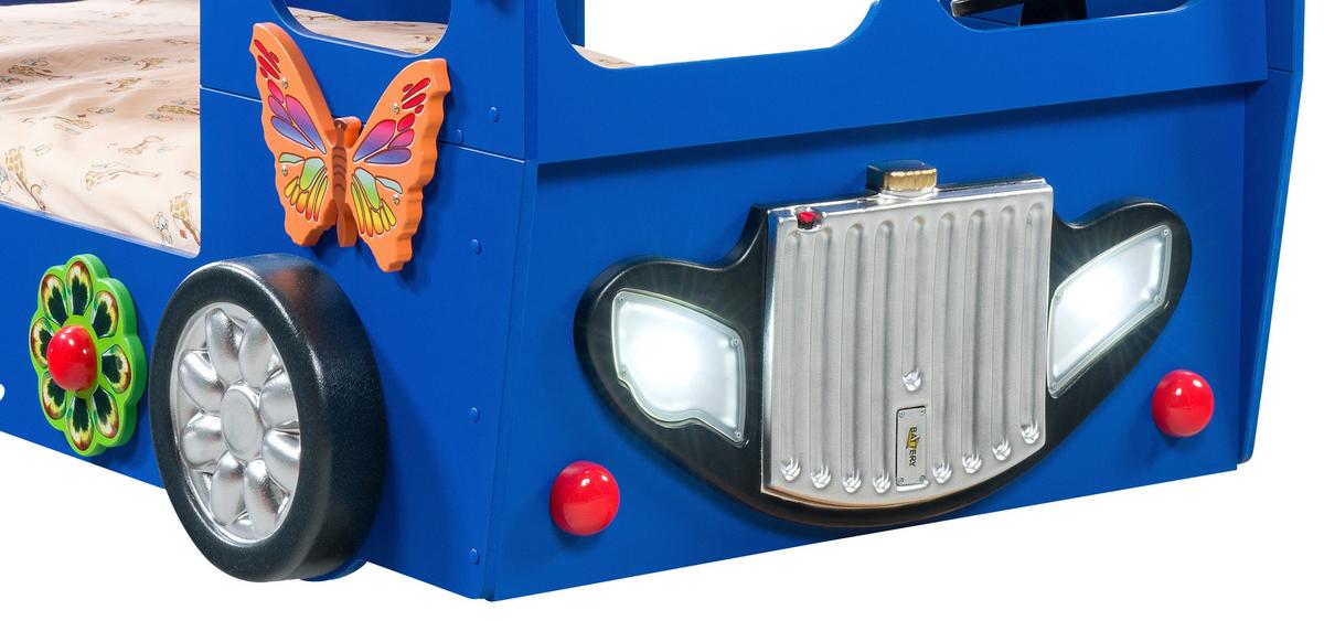 Autobett Happybus Doppeldecker Blau - Blau/Weiß, LIFESTYLE, Holz/Holzwerkstoff (90/190cm) - Livetastic