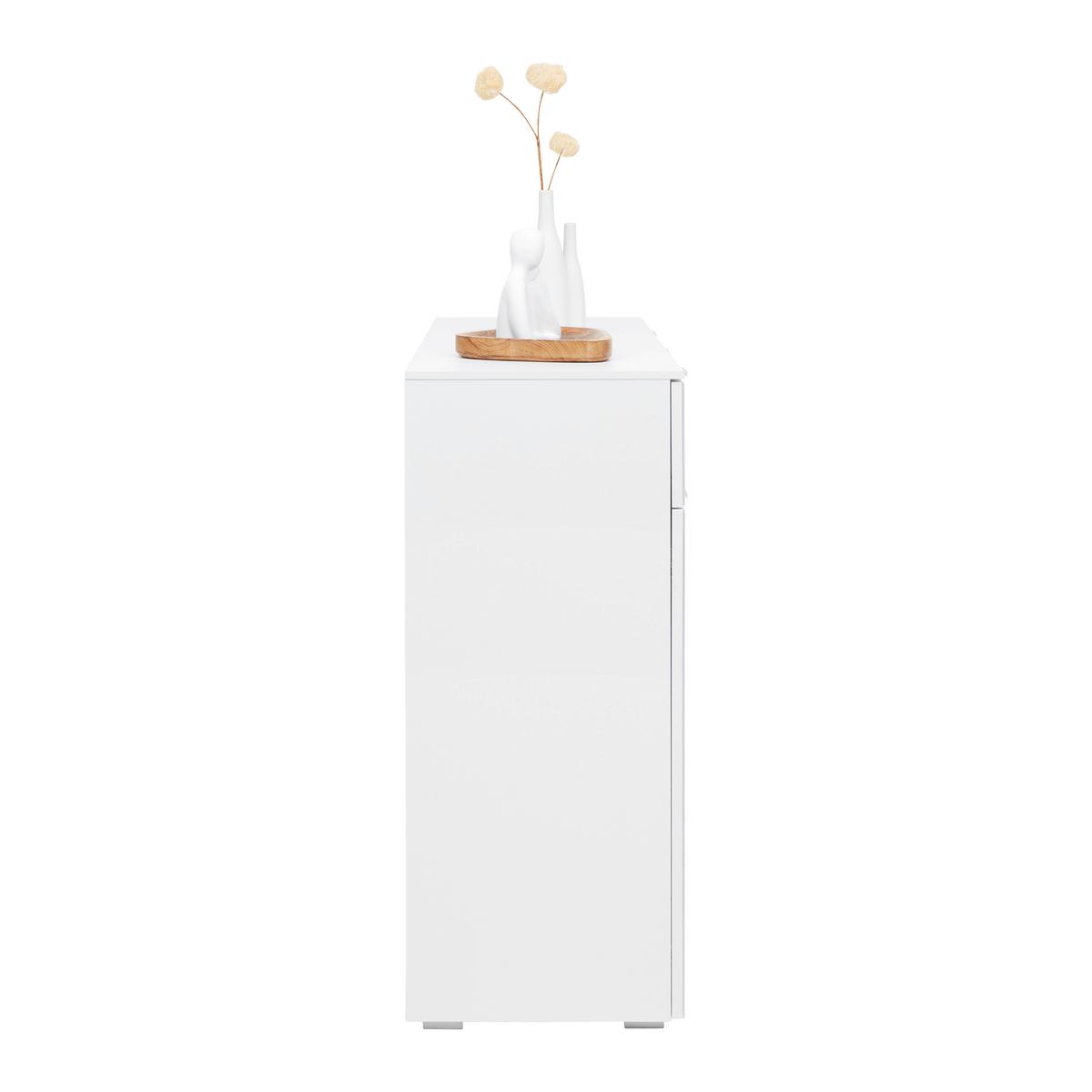 Komoda FIFTY - biela/chrómová, Konventionell, kov/kompozitné drevo (120/100/42cm) - Premium Living
