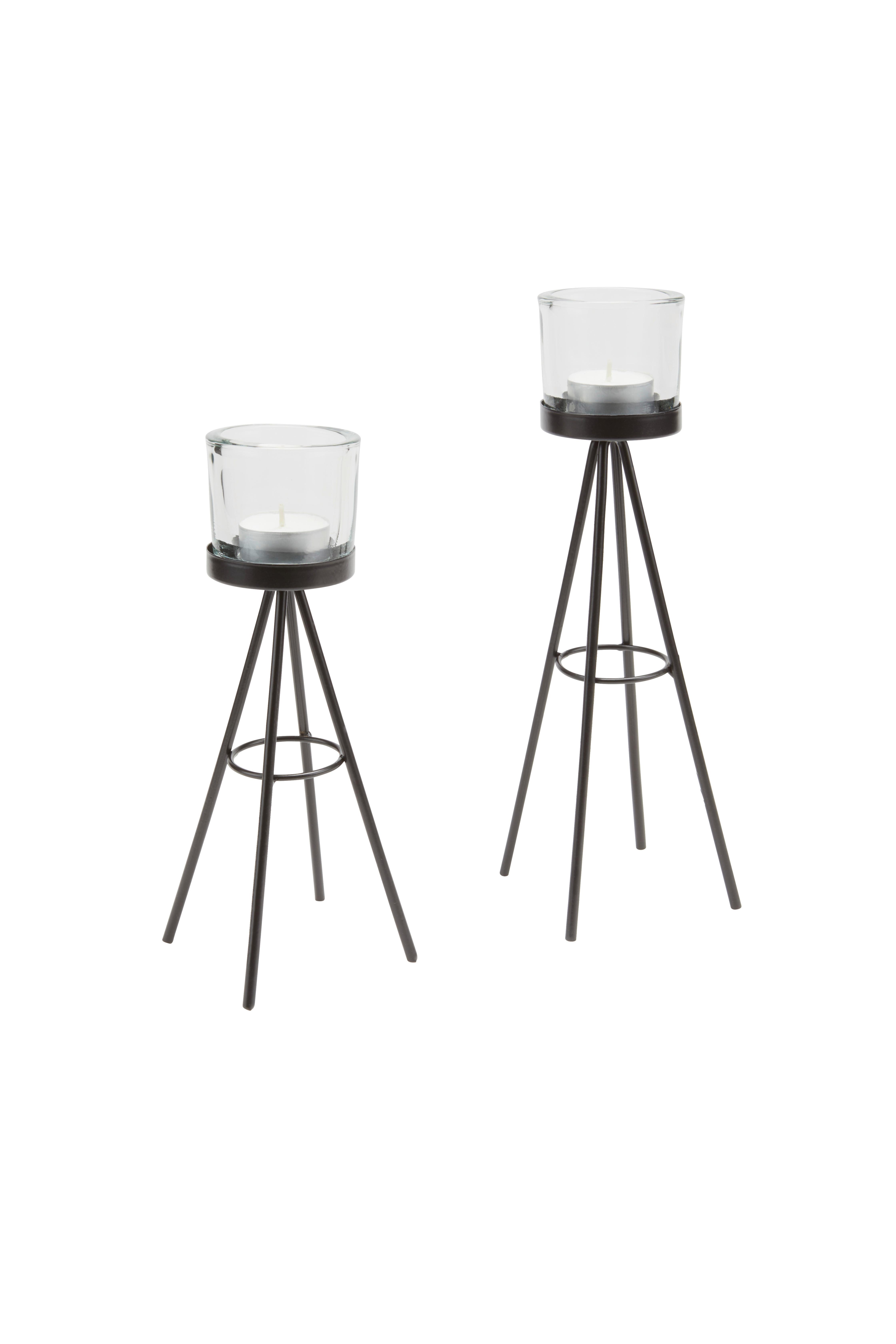 Teelichthalter-set Diego - Schwarz, Basics, Metall (8/8/28,5cm)