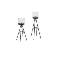Teelichthalter-Set Diego - Schwarz, Basics, Metall (8/8/28,5cm)