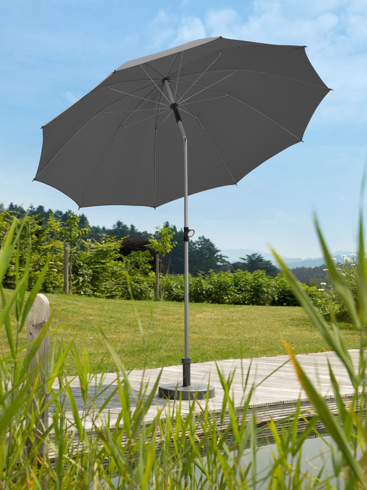 Sonnenschirm Locarno BxHxT: 220x231x220 Anthrazit - Anthrazit/Silberfarben, Basics, Textil/Metall (220/231/220cm) - Schneider