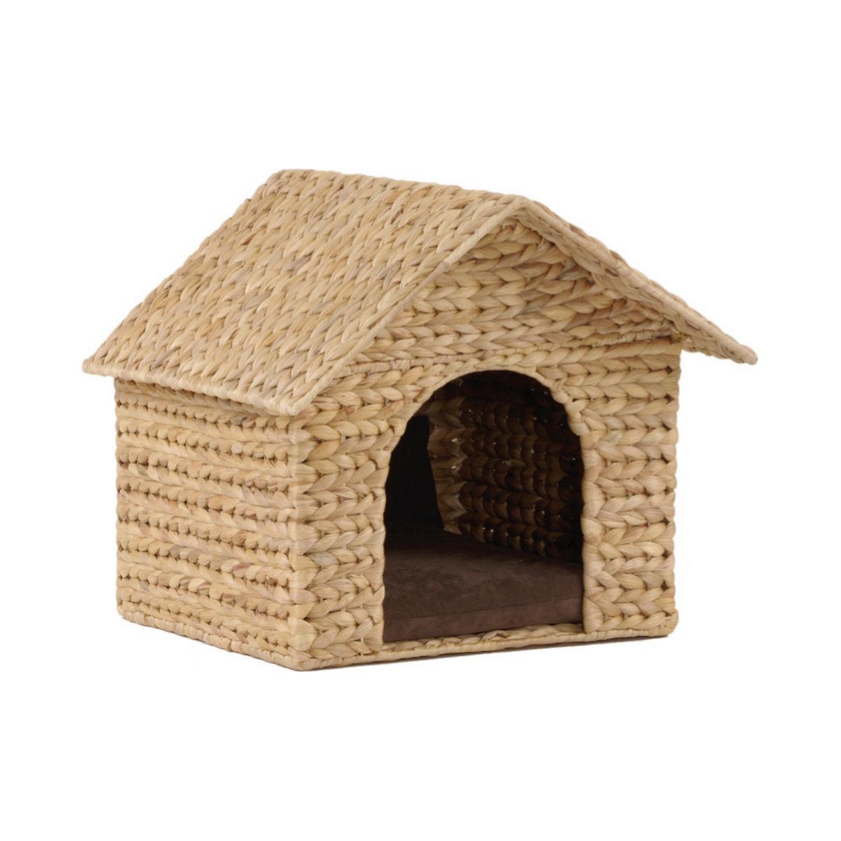 Hundehütte Casa Bxhxt: 43x40x36 Cm Hellbraun + Kissen - Hellbraun, KONVENTIONELL, Holz/Kunststoff (43/40/36cm)