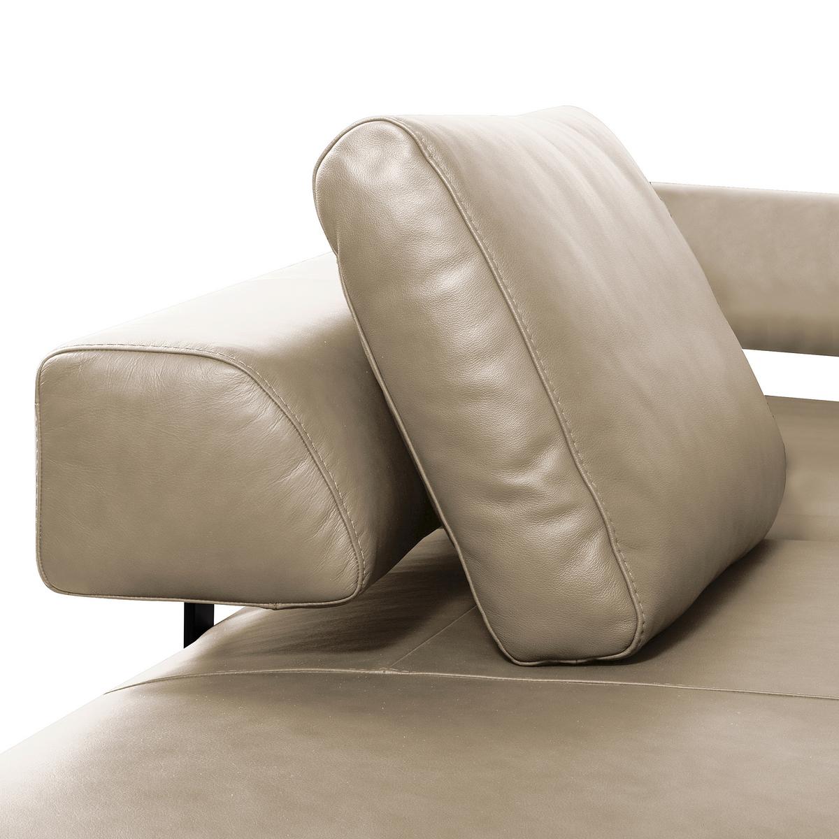 Ecksofa Como Echtleder Creme 237x306 - Creme/Schwarz, Design, Leder (237/306cm) - Livetastic