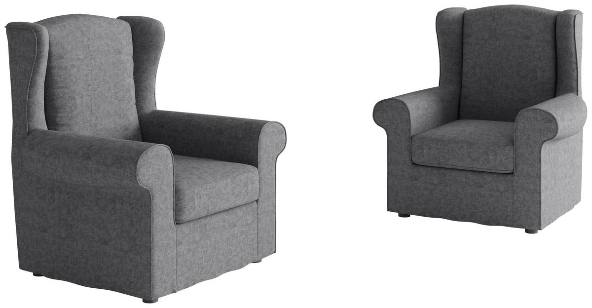 Ohrensessel Madonna Anthrazit B: 88 Cm - Edelstahlfarben/Anthrazit, Design, Textil (88/105/90cm) - Livetastic