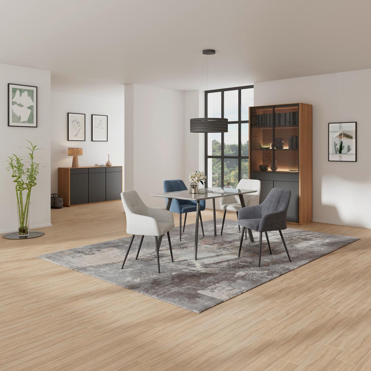 Esstisch George Mdf Grau Dekor, B: 120cm - Schwarz/Grau, Trend, Keramik/Holzwerkstoff (120/76/80cm)