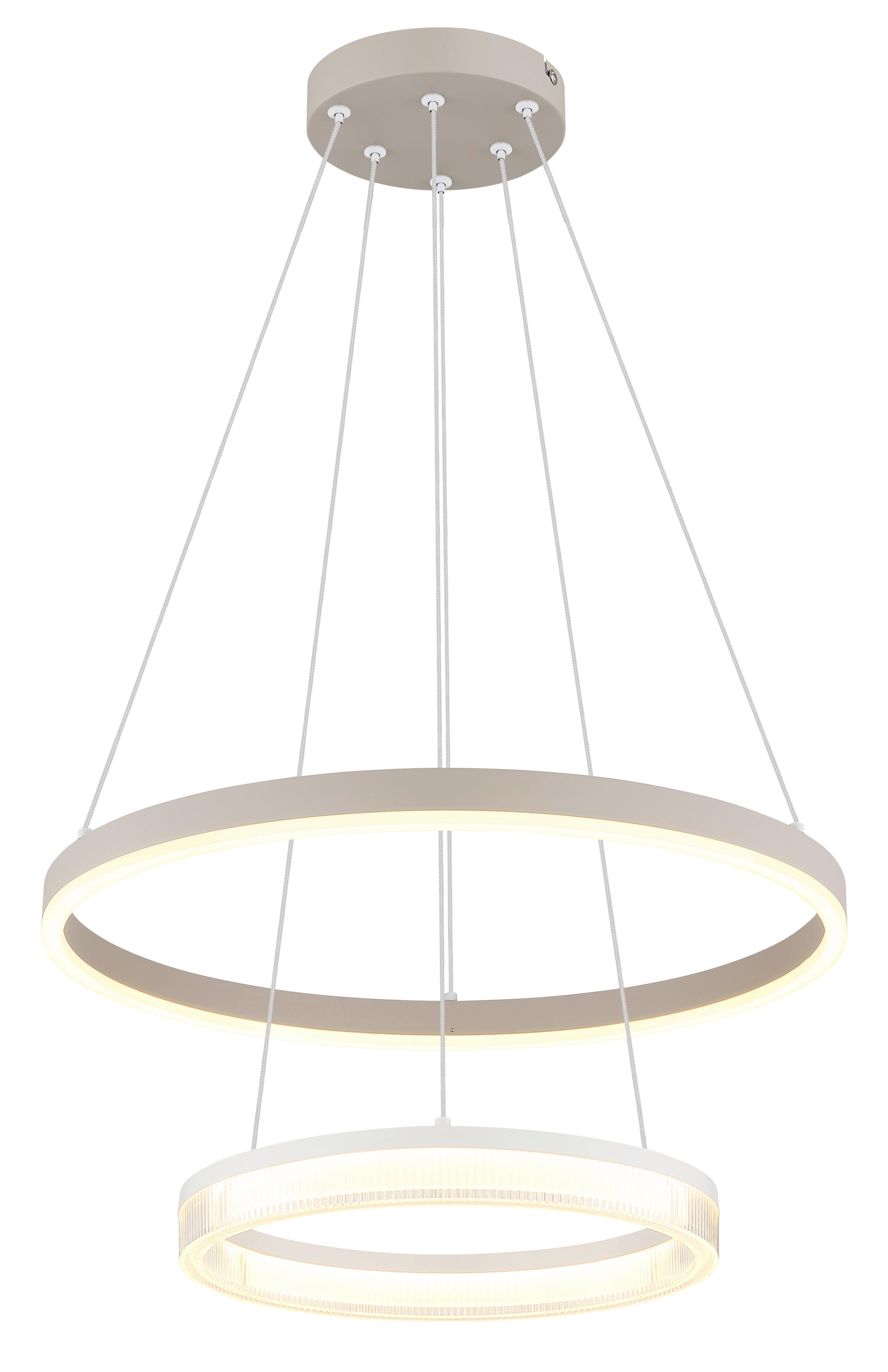 LED-Hängeleuchte 3000k, 30w - Sandfarben/Transparent, Design, Kunststoff/Metall (50/150cm) - Globo