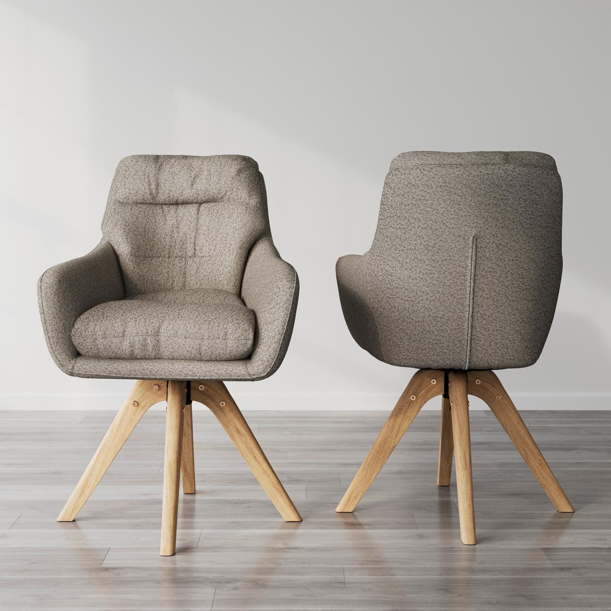 ŽIDLE S PODRUČKAMI JUANA - světle šedá/přírodní barvy, Moderní, dřevo/textil (61/93/65cm) - Bessagi Home
