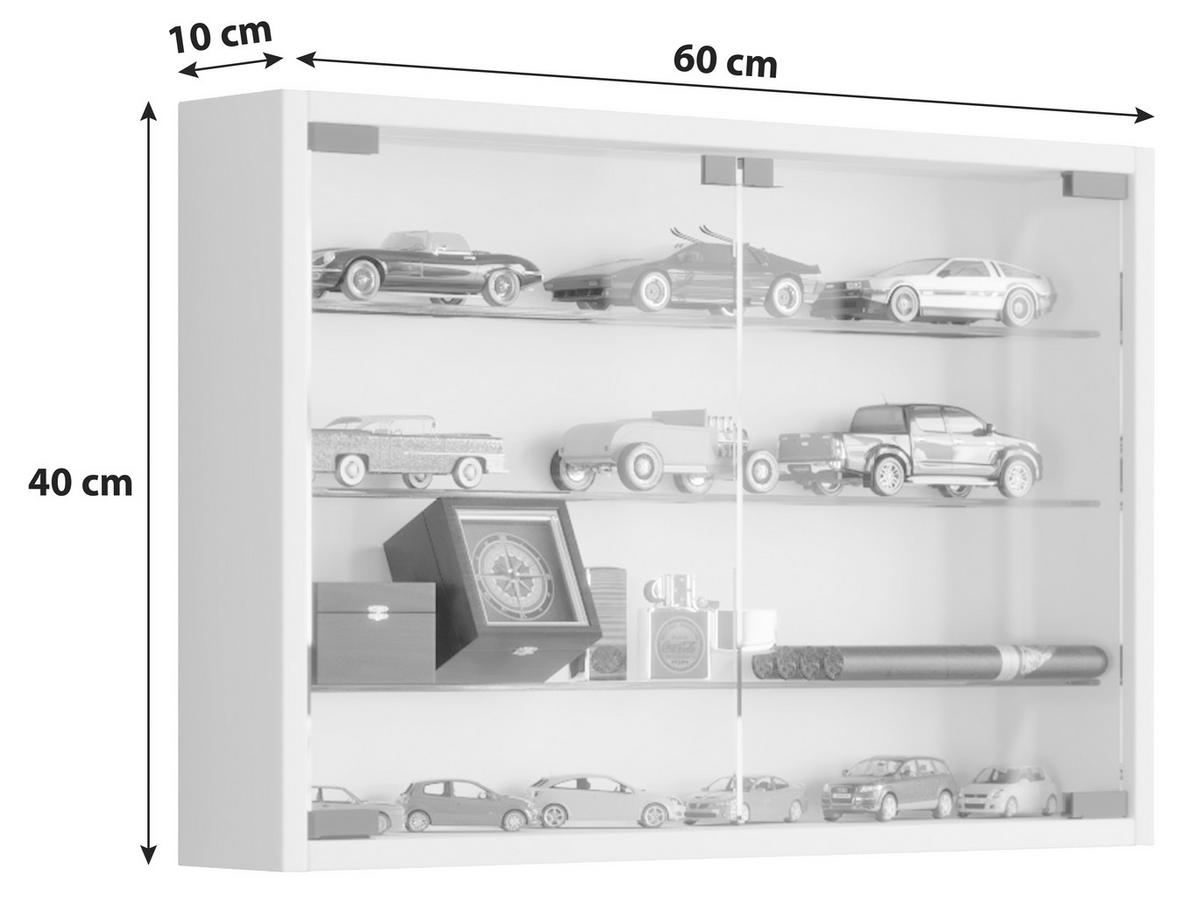Závěsná vitrína Mandosa M š: 60 cm buk - černá/průhledné, Konvenční, kompozitní dřevo/plast (60/40/10cm) - MID.YOU