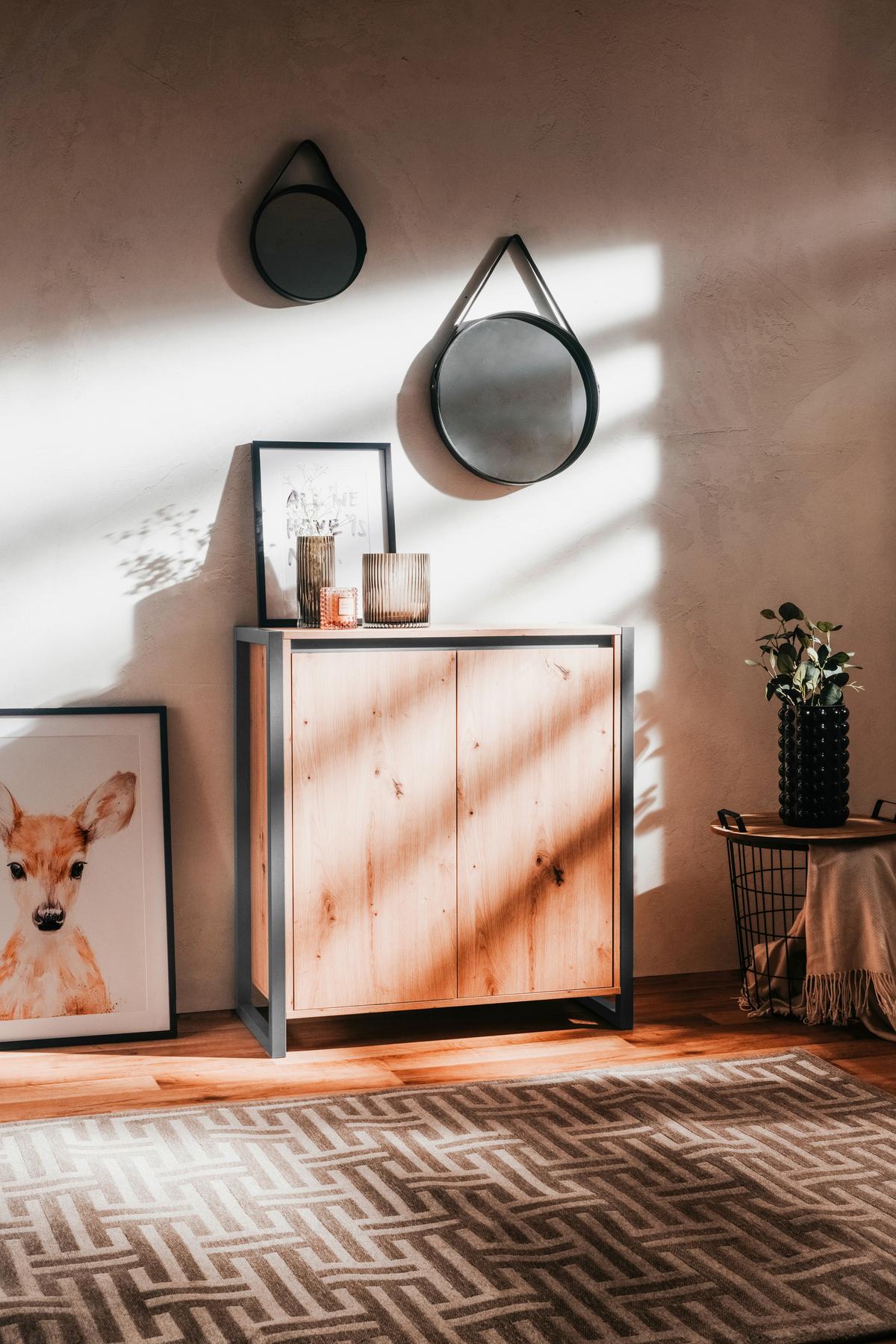 Kommode grifflos 80 cm Denver Eiche Dekor - Eichefarben/Anthrazit, KONVENTIONELL, Holzwerkstoff (80/88/40cm) - MID.YOU