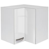 Felső Sarokszekrény Alba - magasfényű fehér/fehér, Modern, faalapú anyag (60/54,8/32cm)