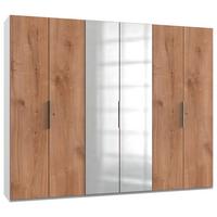 Drehtürenschrank B: 300 Cm Level Weiß/eichefarben Dekor - Eichefarben/Alufarben, MODERN, Holzwerkstoff (300/236/58cm) - MID.YOU