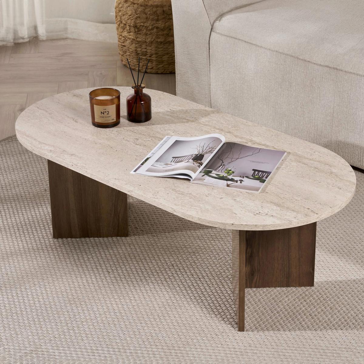 Couchtisch Sable Elfenbein/ Walnussfarben B: 119cm - Elfenbein/Walnussfarben, Design, Holzwerkstoff (119/40/60cm) - MID.YOU