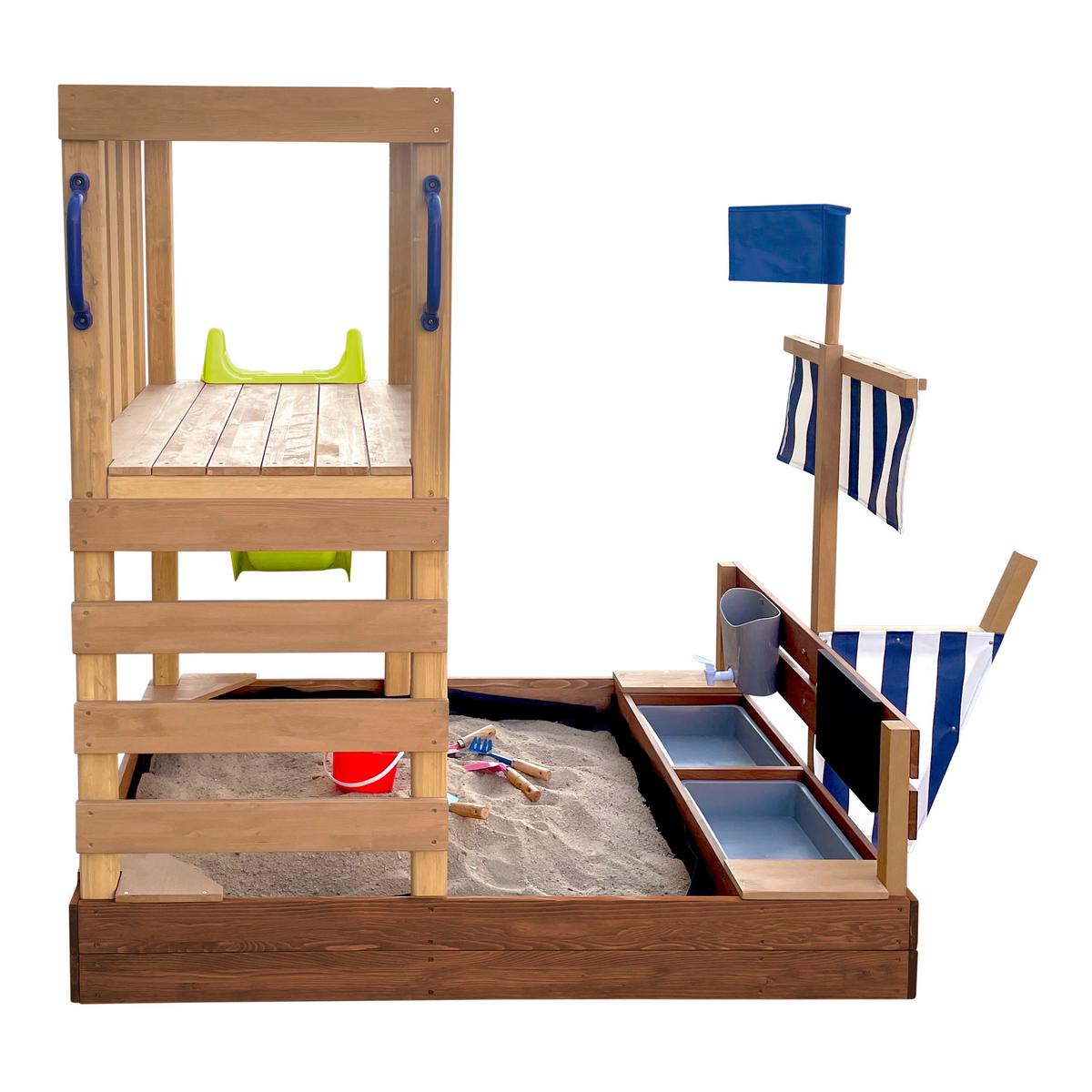 Spielturm Vicky mit Rutsche Limegrün - Limette/Braun, Basics, Holz/Kunststoff (180,5/87/150cm) - Ambia Garden