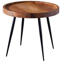 Beistelltisch Rund Echtholz Sheesham/schwarz - Sheeshamfarben/Schwarz, Design, Holz/Metall (46/46/40cm) - MID.YOU