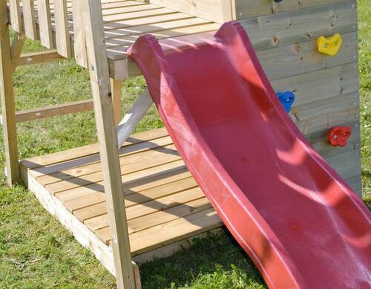 Spieltum Salamander Naturfarben/rot, B: 340 Cm - Rot/Naturfarben, KONVENTIONELL, Holz (340/270/290cm)