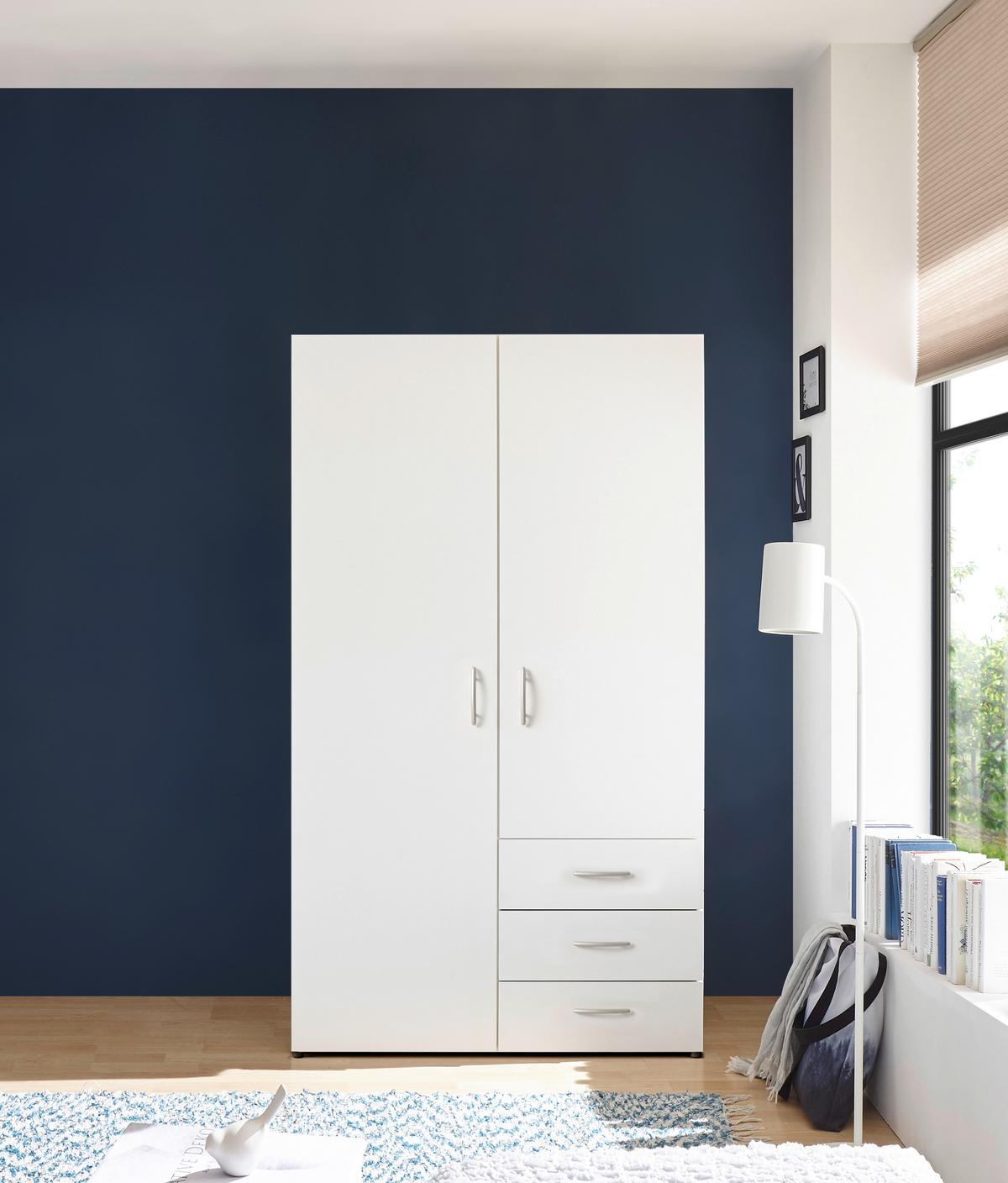 Drehtürenschrank mit Laden 101 cm Harry Weiß - Weiß, MODERN, Holzwerkstoff (101/176/51,3cm) - MID.YOU