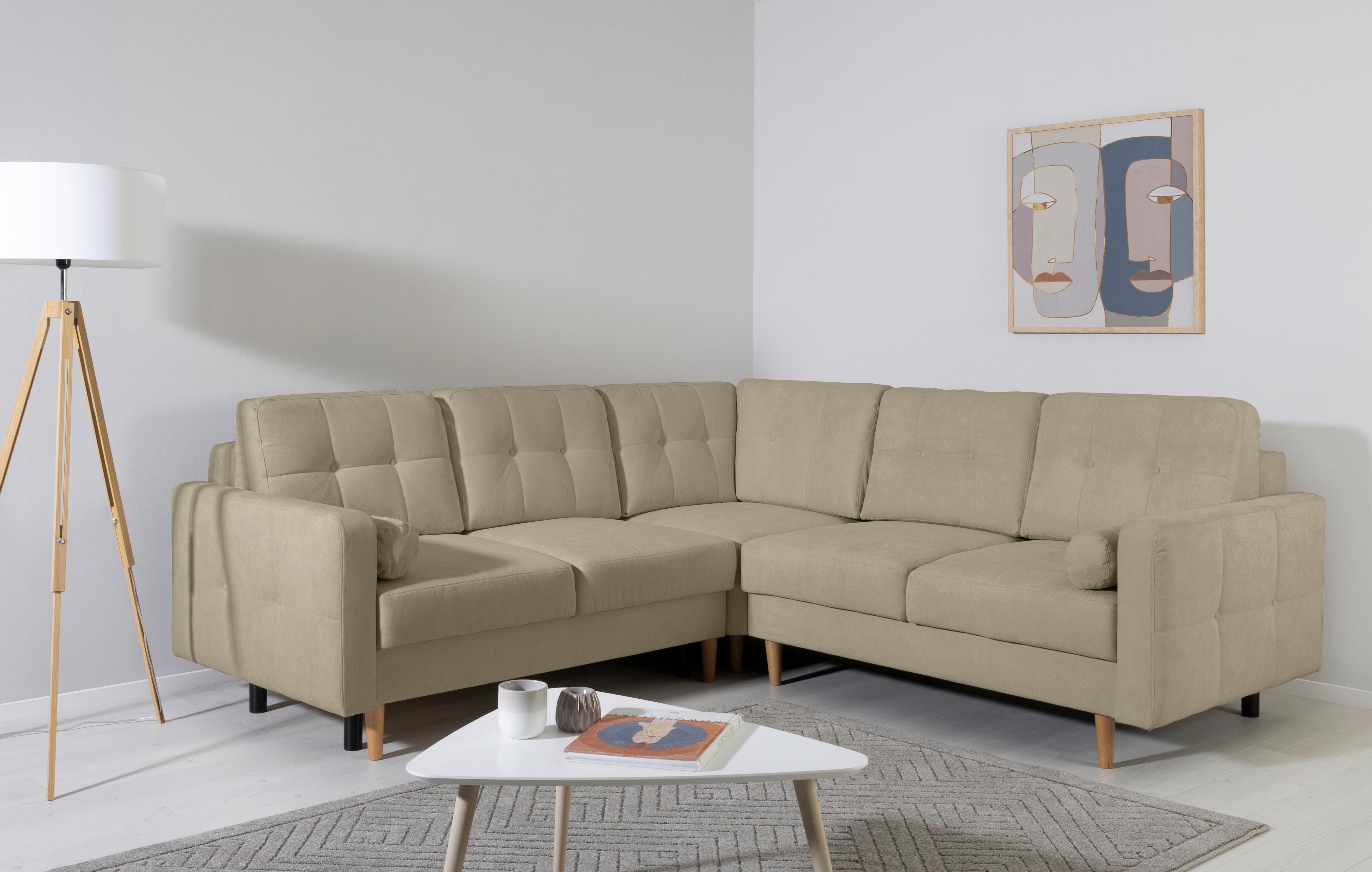 Ecksofa Noret, Taupe S: 242x242 Cm - Taupe/Buchefarben, Design, Textil (242/242cm) - MID.YOU