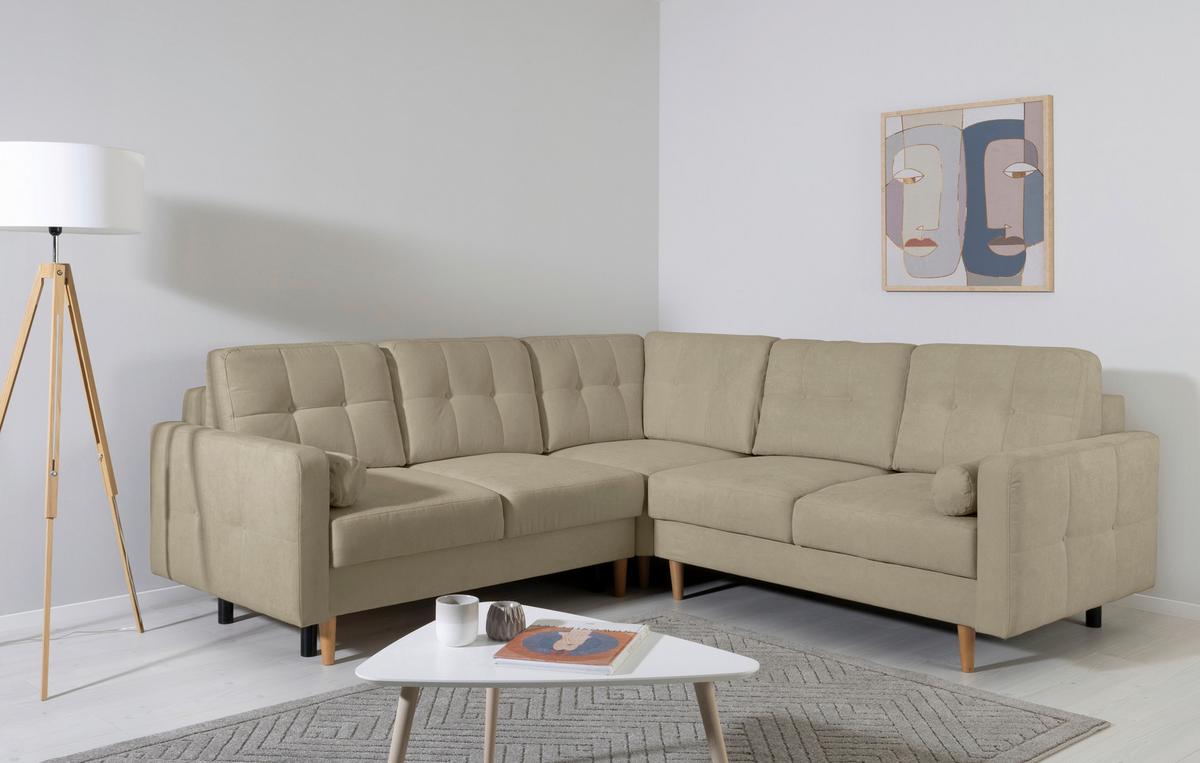 Ecksofa Noret, Taupe S: 242x242 Cm - Taupe/Buchefarben, Design, Textil (242/242cm) - MID.YOU