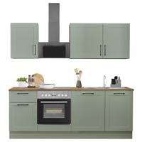 Kuchyňský blok bez spotřebičů MARSEILLE, šířka 220 cm - černá/zelená, Design, kov/kompozitní dřevo (220cm) - MID.YOU