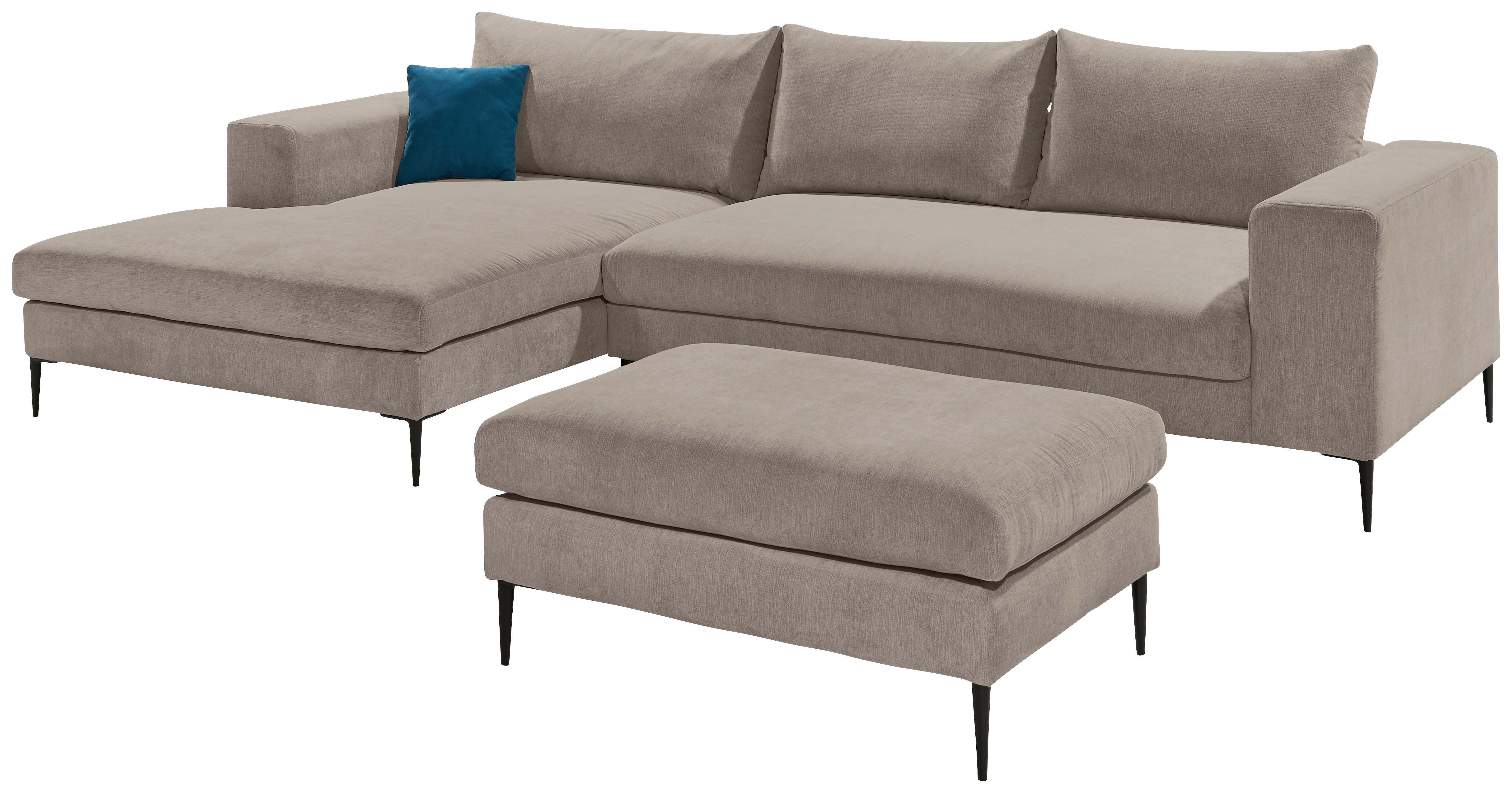 Hocker Aurora Ii - Taupe/Schwarz, MODERN, Textil (100/43/69cm) - Trendmanufaktur