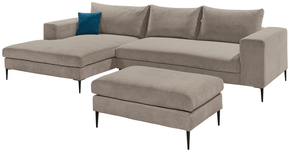 Hocker Aurora Ii - Taupe/Schwarz, MODERN, Textil (100/43/69cm) - Trendmanufaktur