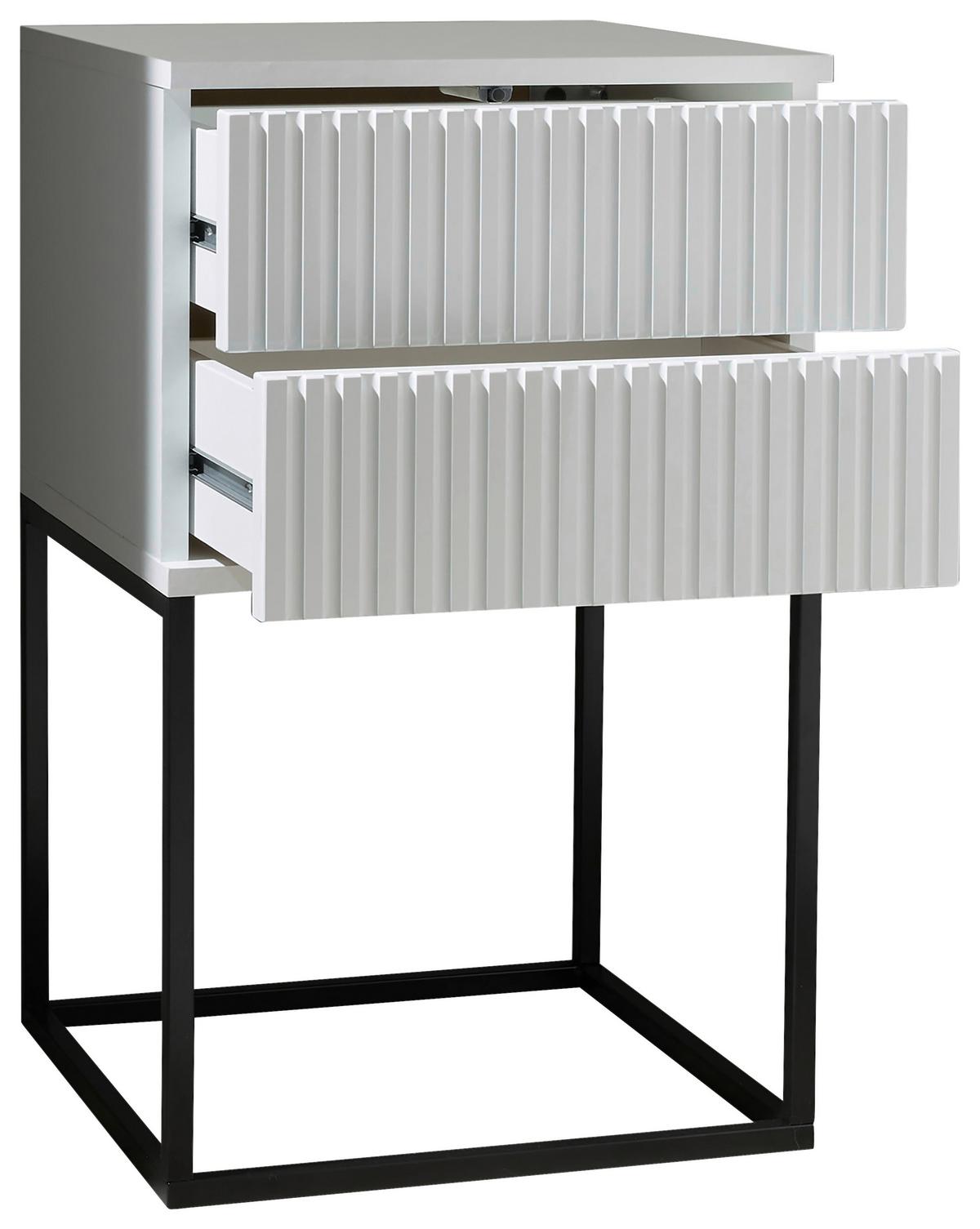 Nočný stolík MARLE biela - čierna/biela, Modern, kov/kompozitné drevo (40/65/38,5cm) - Livetastic