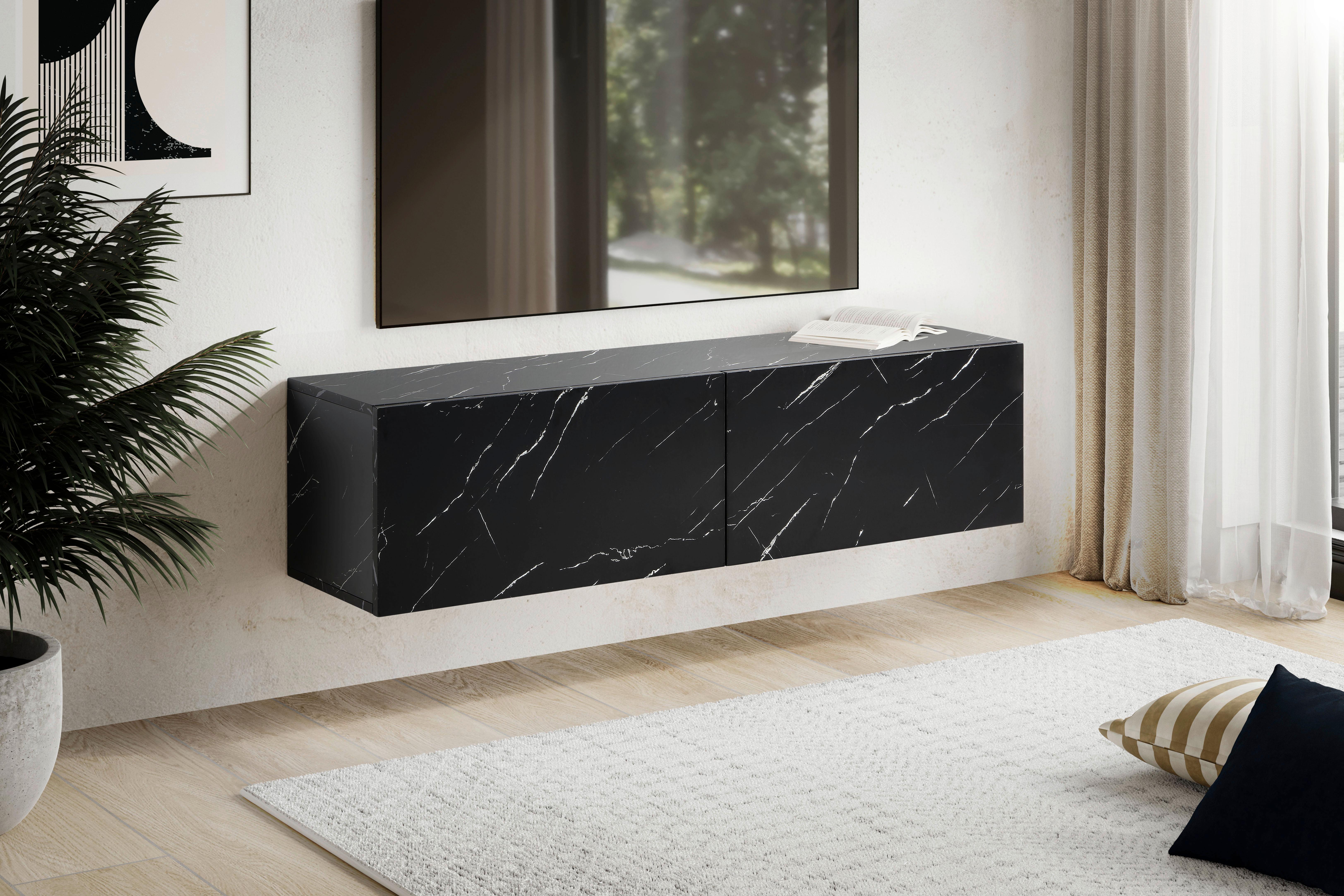 Lowboard Schwarz B: 120 Cm - Schwarz, Design, Holzwerkstoff (120/30/30cm) - MID.YOU