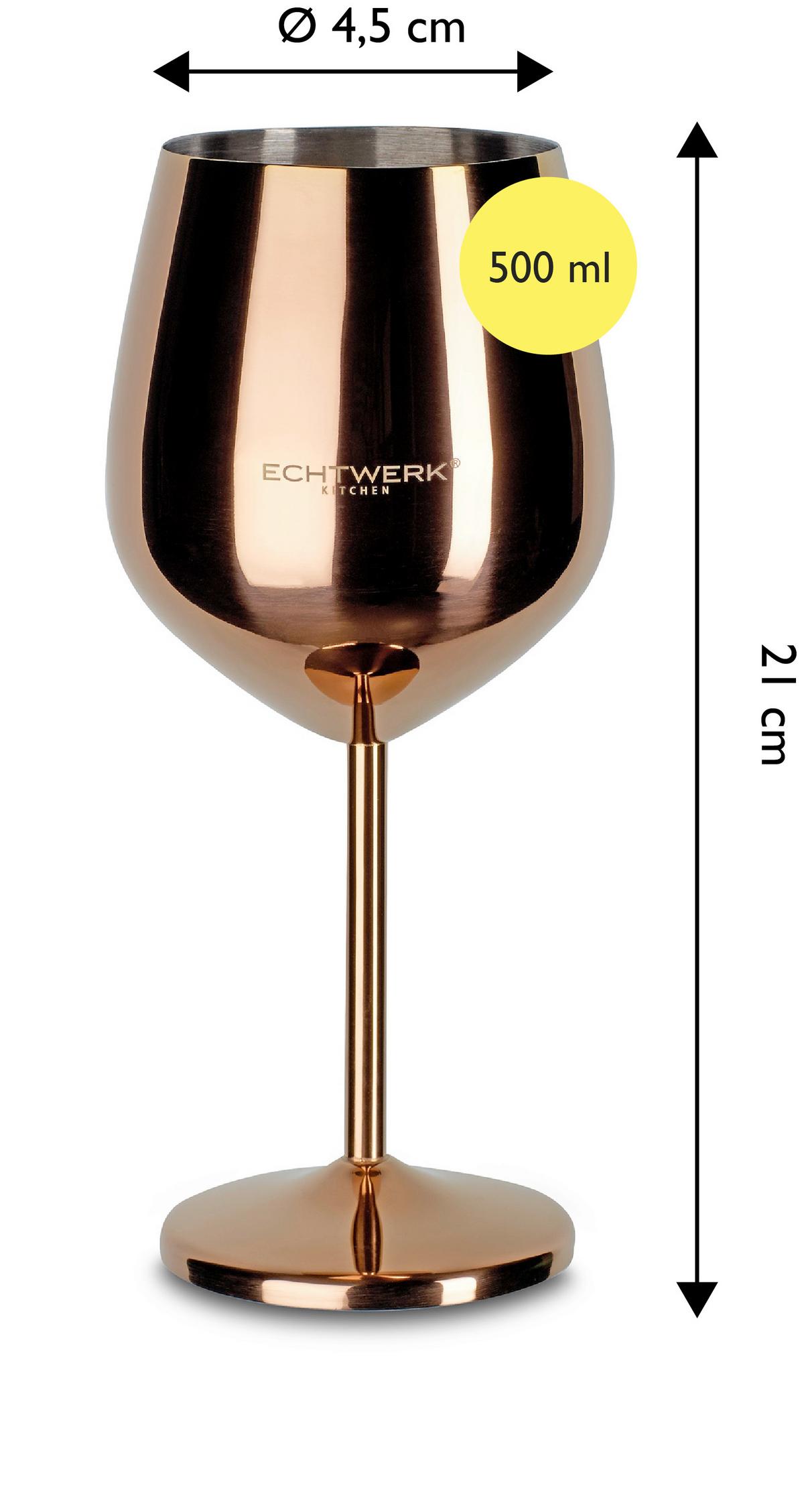 Weingläser Echtwerk Metall, Kupferfarben, Je 500ml - Kupferfarben, Basics, Metall (9,3/4,5/21cm) - Echtwerk