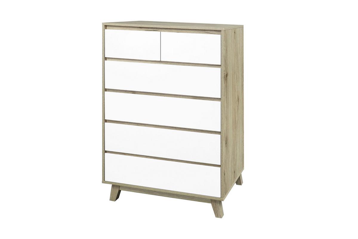 Kommode Weiß, Naturfarben B: 80cm - Naturfarben/Weiß, Design, Holzwerkstoff (80/118/40cm) - Livetastic