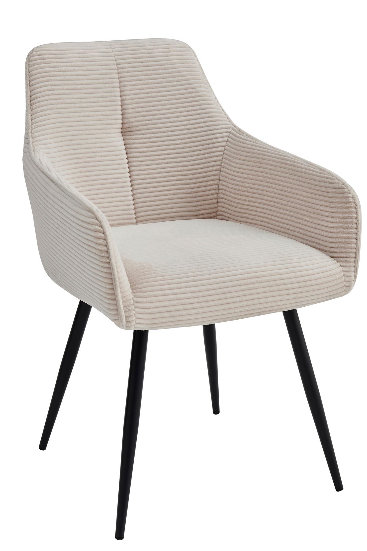 Armlehnstuhl-Set Verona II S 2er-Set - Beige/Schwarz, MODERN, Textil/Metall (55/85/61cm) - MID.YOU