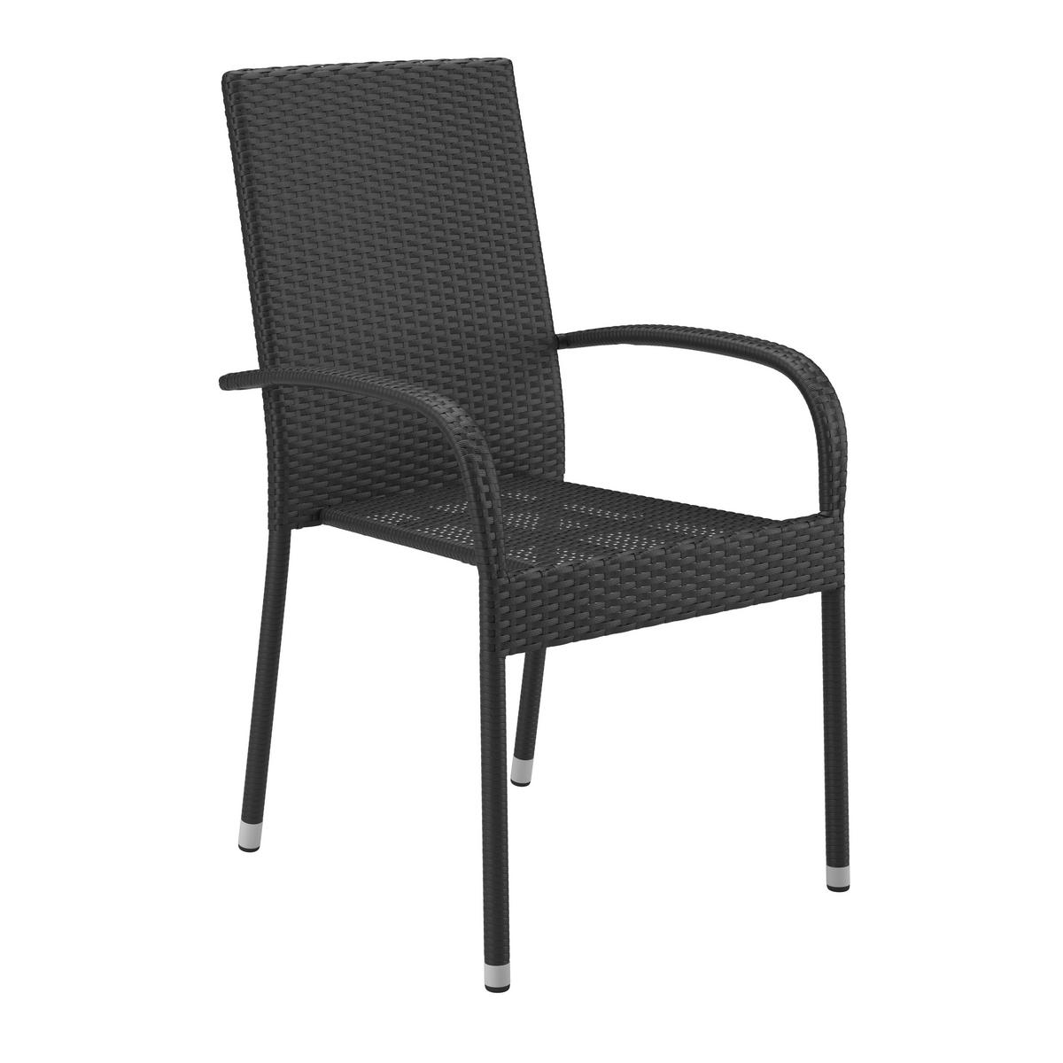 Gartensessel Elisa - Schwarz, MODERN, Kunststoff/Metall (55/45/47cm) - Beldano