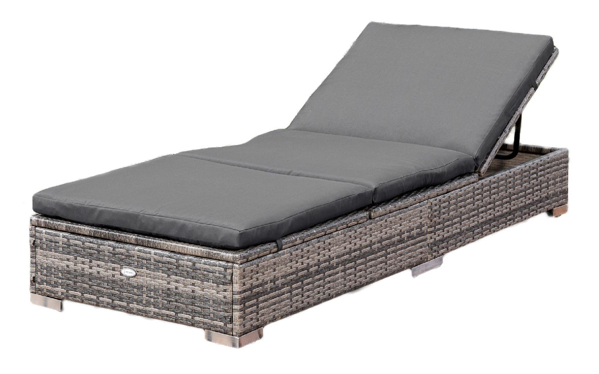 Sonnenliege Metall/kunststoff Mit Auflage, Verstellbar - Grau, MODERN, Kunststoff/Metall (195/26/73cm) - Gardenson