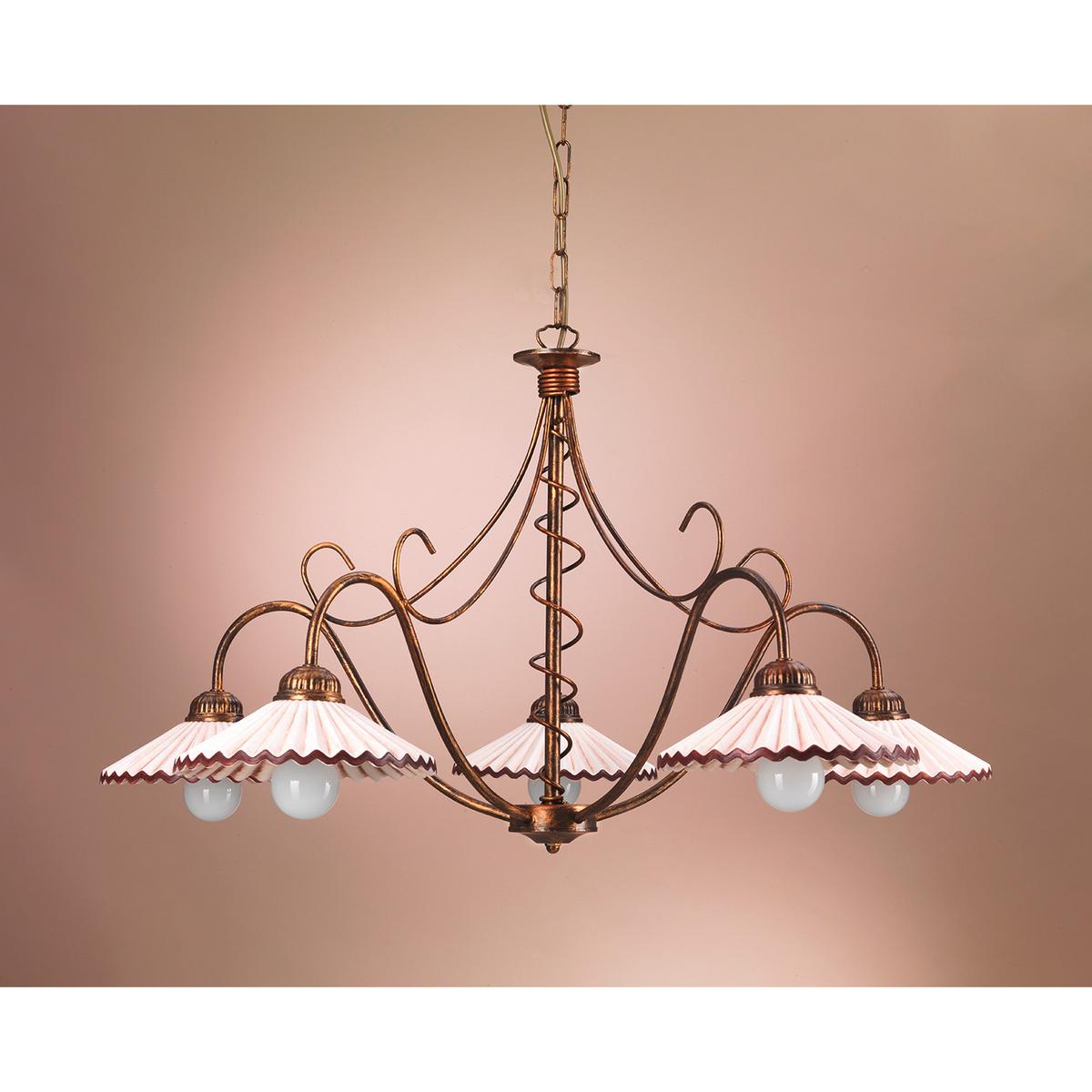 Kronleuchter 4257/5b - Bernsteinfarben, KONVENTIONELL, Keramik/Metall (85/110cm)