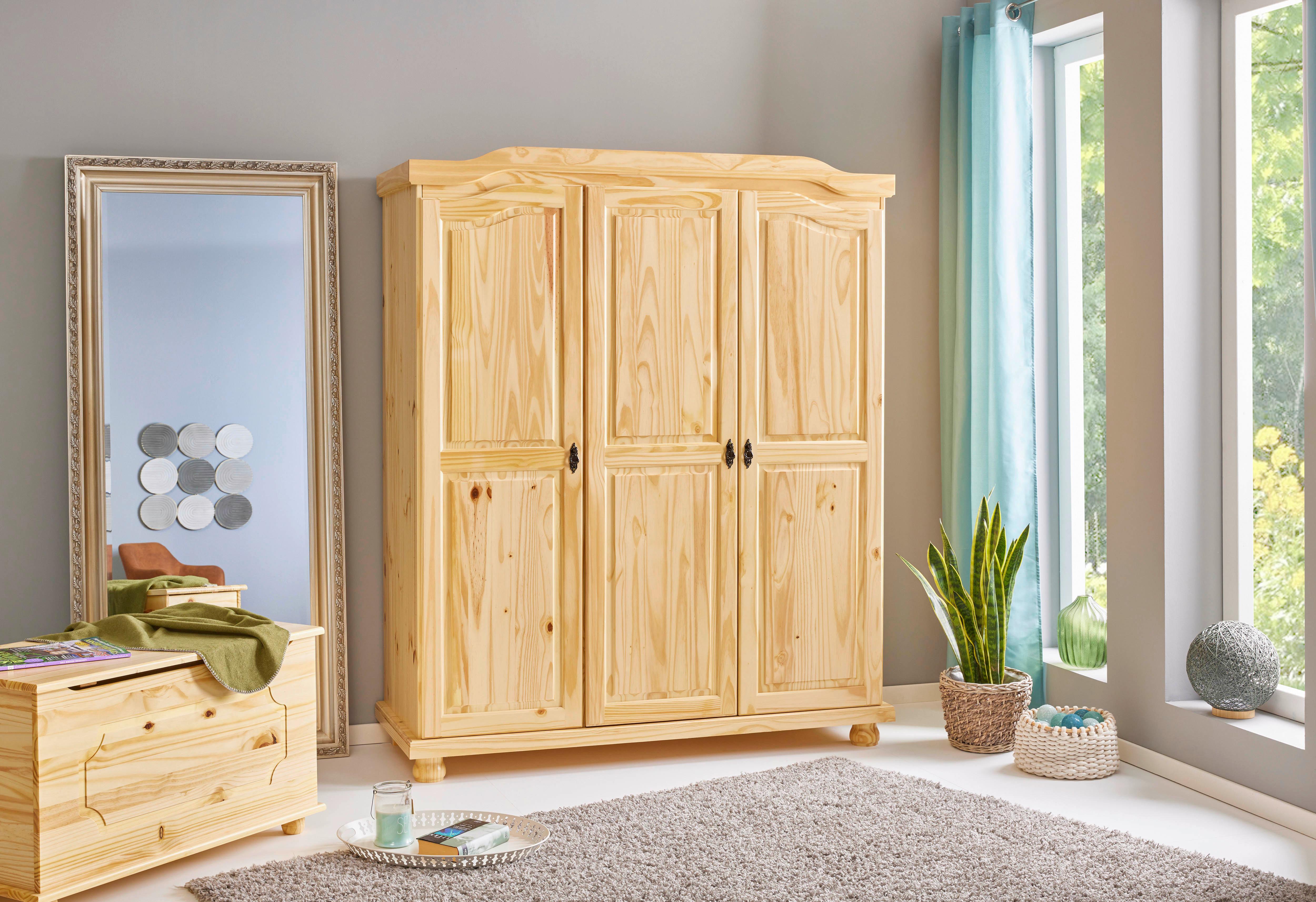Drehtürenschrank Massiv 150cm Bern, Kiefer - Naturfarben, LIFESTYLE, Holz (150/180/56cm) - MID.YOU