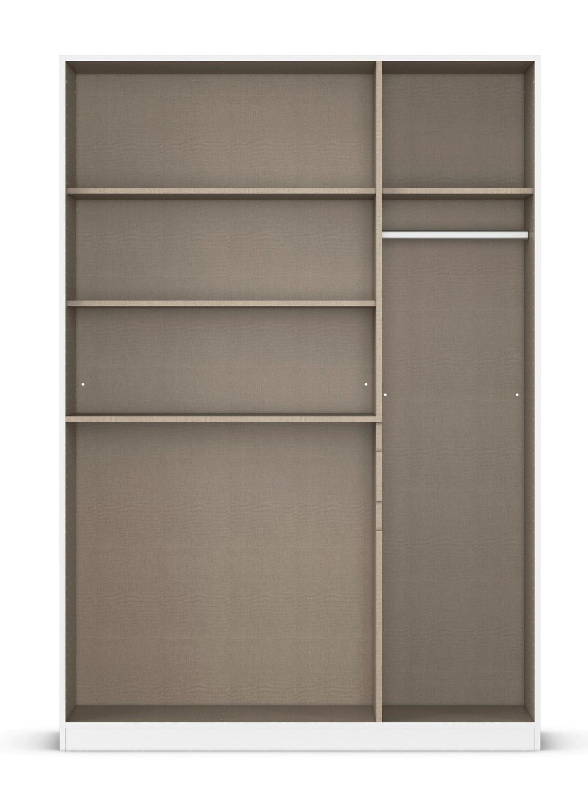 Kleiderschrank Tübingen Weiß/Eiche D. B:136cm - Weiß/Eiche Artisan, Design, Glas/Holzwerkstoff (136/197/54cm) - Rauch Möbel