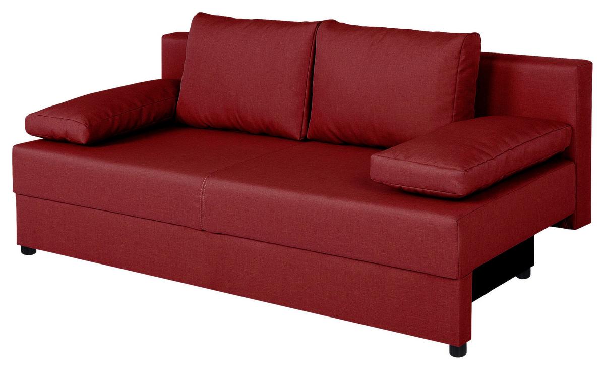 Rozkládací pohovka MEGA, červená - černá/červená, Design, kompozitní dřevo/textil (190/80/75cm) - Based