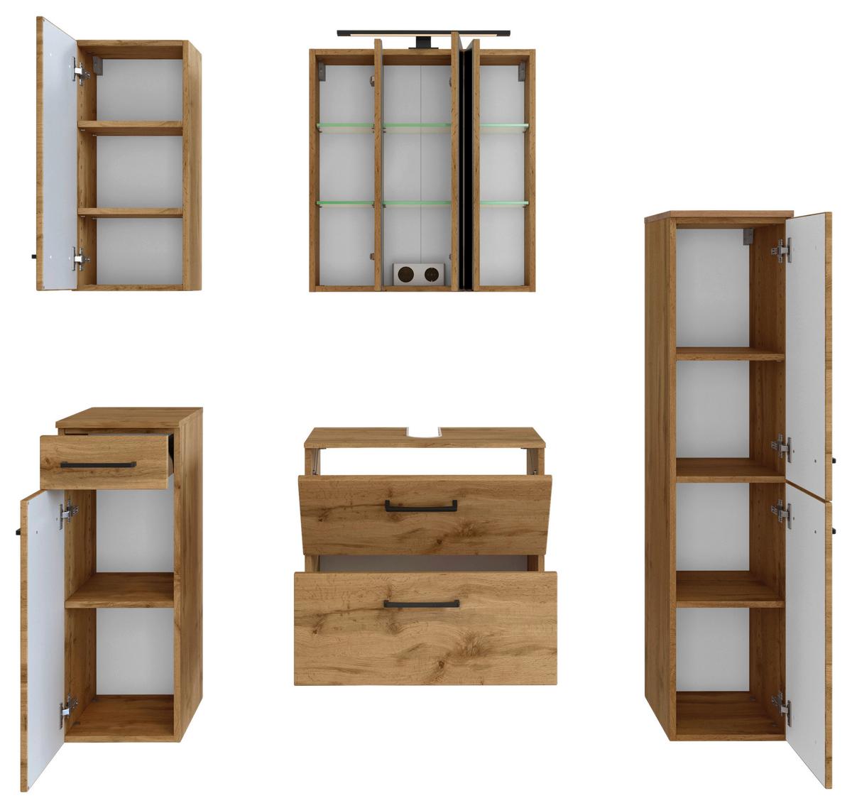 Badmöbel-Set Manchester B: 120 cm Eiche Wotan Dekor - Eichefarben, MODERN, Holzwerkstoff (120cm) - Held