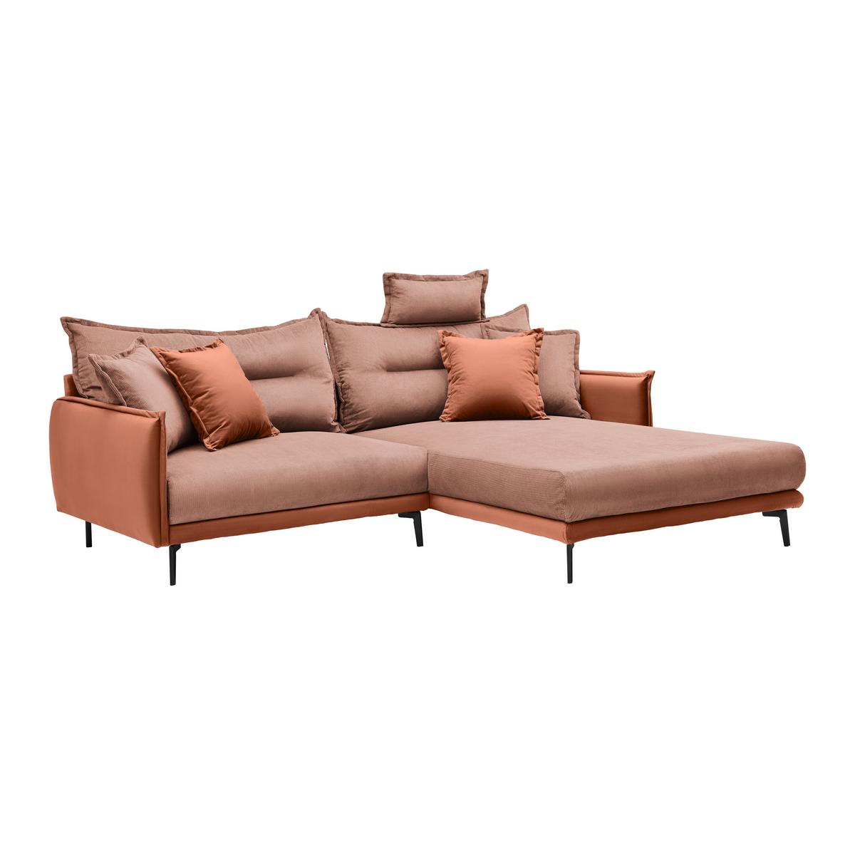 Rohová sedačka NUOVO, oboustranná, koralová - černá/korály, Moderní, kov/textil (245/190cm) - Mömax