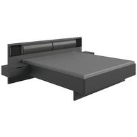 Futonágy Éjjeliszekrénnyel Barcelona 160x200 Cm Grafit - grafitszürke, Basics, faalapú anyag/Üveg (160/200cm) - Livetastic